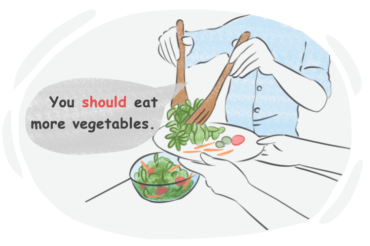 You should eat more vegetables. (Bạn nên ăn nhiều rau xanh rộng lớn.)
