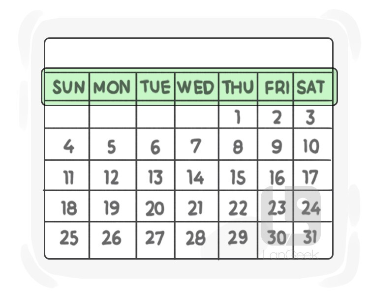 Definition & Meaning of "Calendar week" LanGeek