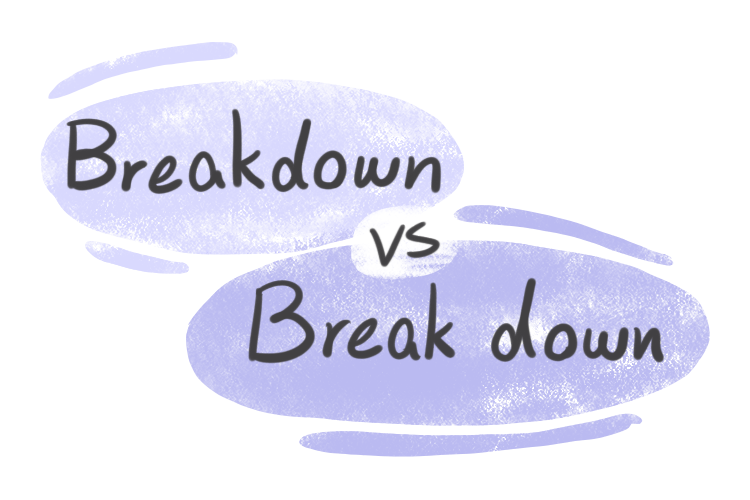 "Breakdown" vs. "Break down" in English