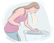 to [toss] {one's} cookies