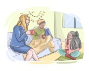 to [make] {oneself} at home