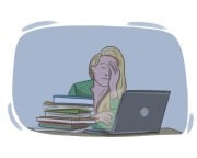 to [keep|put] {one's} nose to the grindstone