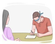 with {one's} eyes (closed|shut)